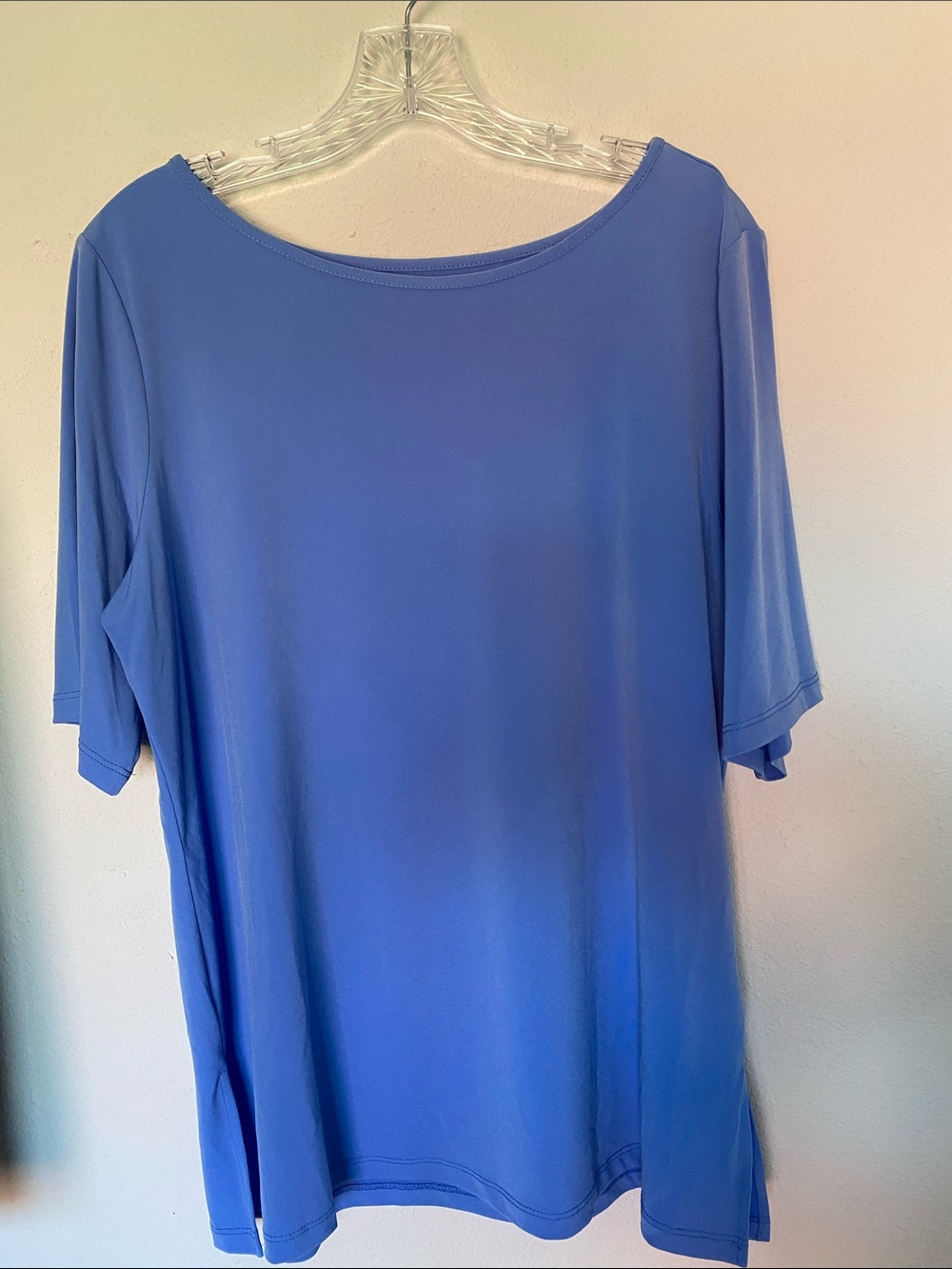 Susan Graver Modern Essentials Periwinkle Blue Knit Top | Women’s Size Large